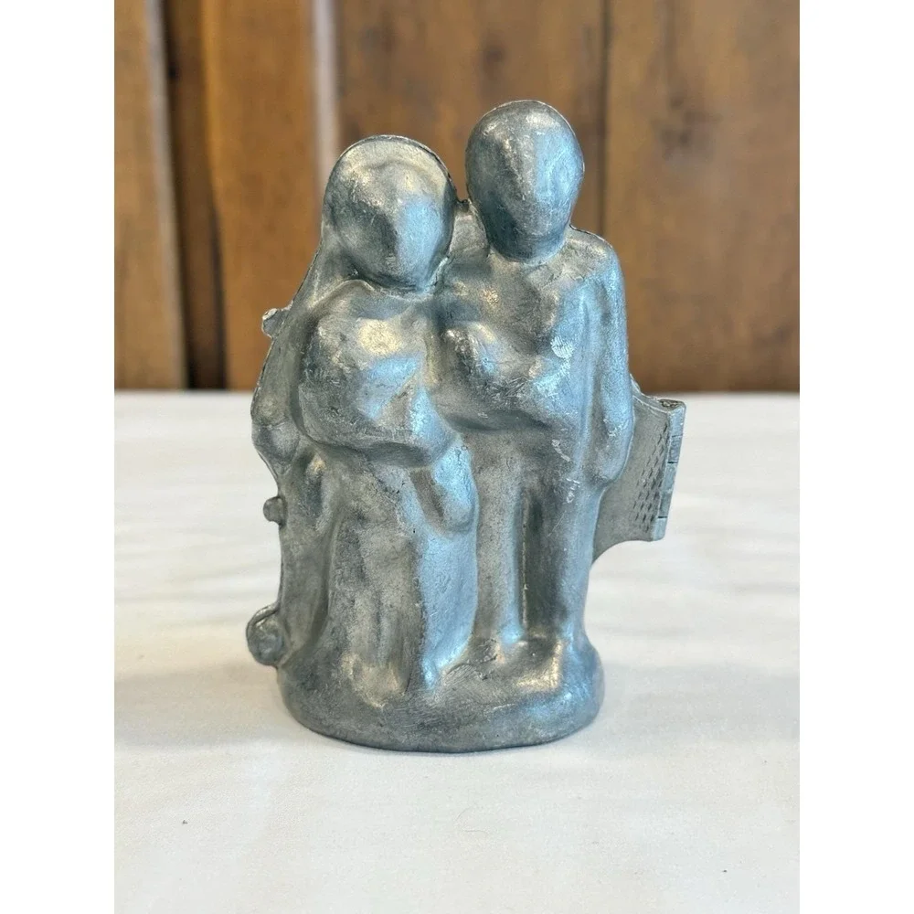 Antique Pewter Ice Cream Chocolate Mold Bride and Groom 7